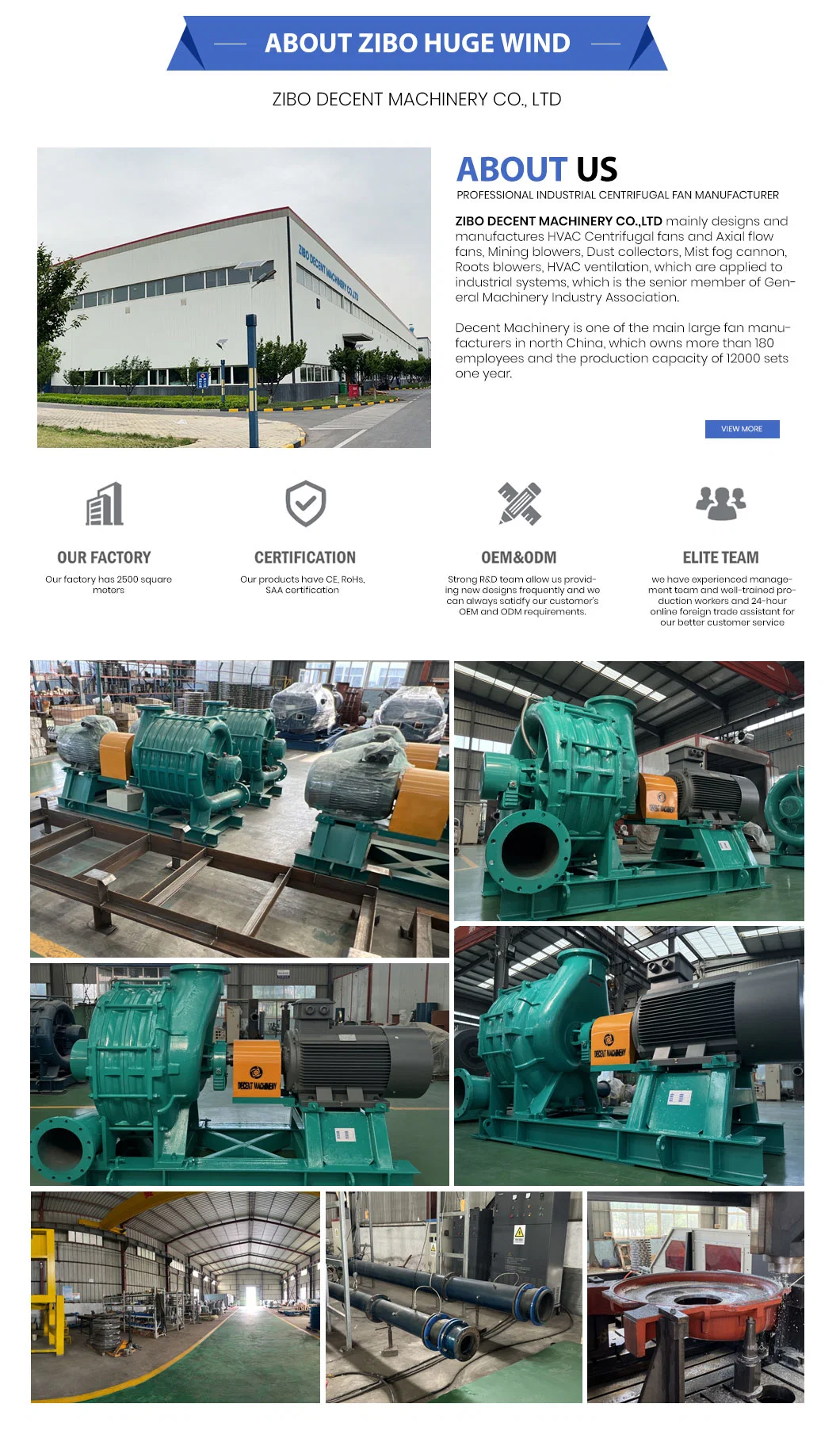 Decent Machinery Roots Type Blower Applied in Sewage Aeration Process-Sewage Treatment Compressor Industrial Air Blowers Roots Vacuum Pump
